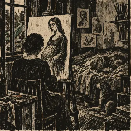 His Wife, the Painter - poem by - Charles Bukowski