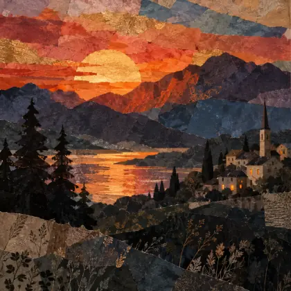 How the Old Mountains Drip with Sunset - poem by - Emily Dickinson
