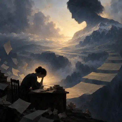 Low at My Problem Bending - poem by - Emily Dickinson