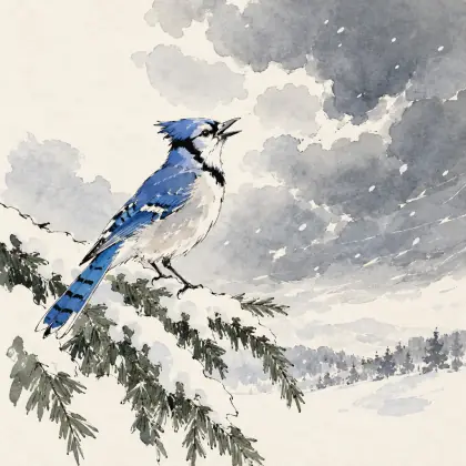 The Blue Jay - poem by - Emily Dickinson