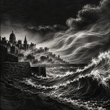 In the Harbour: the City and the Sea - poem by - Henry Wadsworth Longfellow