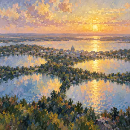 In the Harbour: the Four Lakes of Madison - poem by - Henry Wadsworth Longfellow