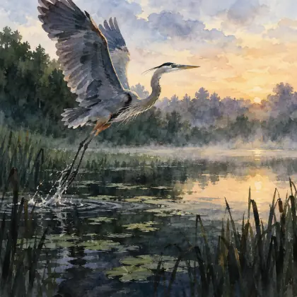 Heron Rises from the Dark, Summer Pond - poem by - Mary Oliver