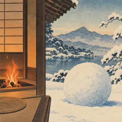 A Ball of Snow - poem by - Matsuo Basho