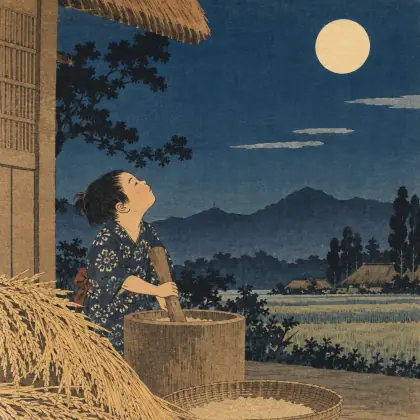 Husking Rice - poem by - Matsuo Basho
