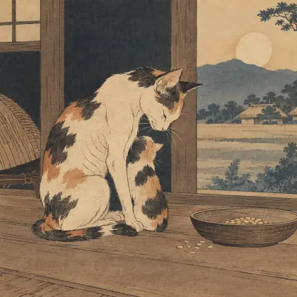 The She Cat - poem by - Matsuo Basho