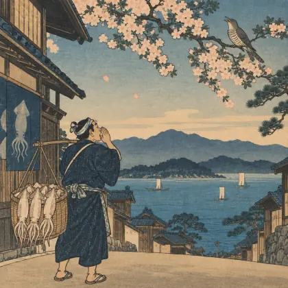 The Squid Seller's Call - poem by - Matsuo Basho