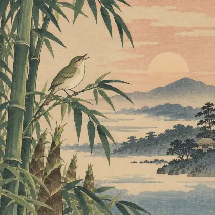 The Warbler Sings - poem by - Matsuo Basho