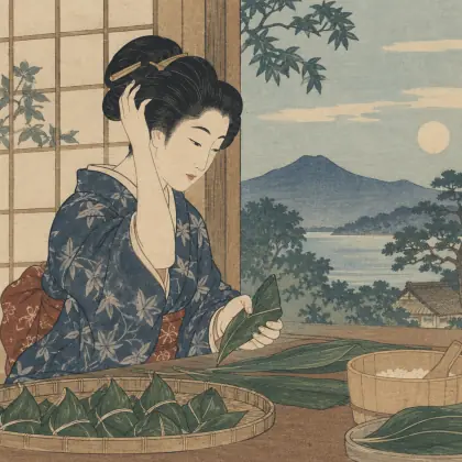 Wrapping Dumplings - poem by - Matsuo Basho