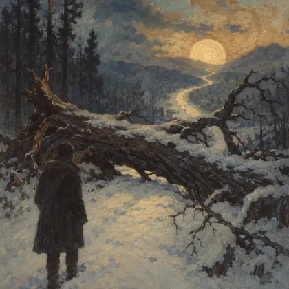 On a Tree Fallen Across the Road - poem by - Robert Frost