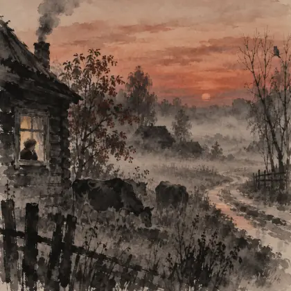 The Red Evening Is Settling Along the Road - poem by - Sergei Yesenin