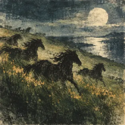Upon Green Hills Wild Droves of Horses Blow - poem by - Sergei Yesenin