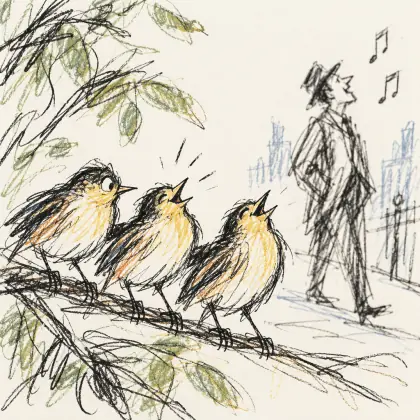Three Little Birds in a Row - poem by - Stephen Crane