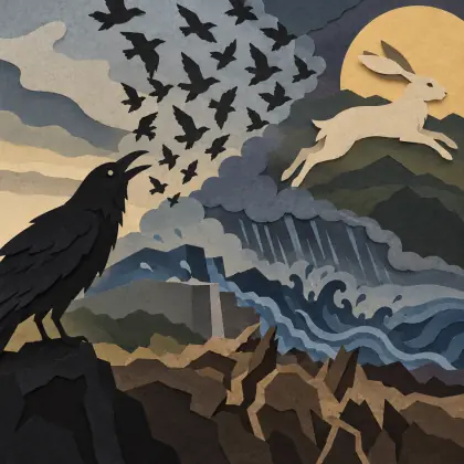 Crow Goes Hunting - poem by - Ted Hughes