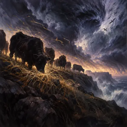 Feeding Out – Wintering Cattle at Twilight - poem by - Ted Hughes