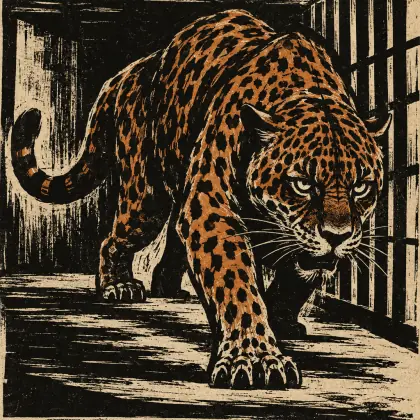 Second Glance at a Jaguar - poem by - Ted Hughes